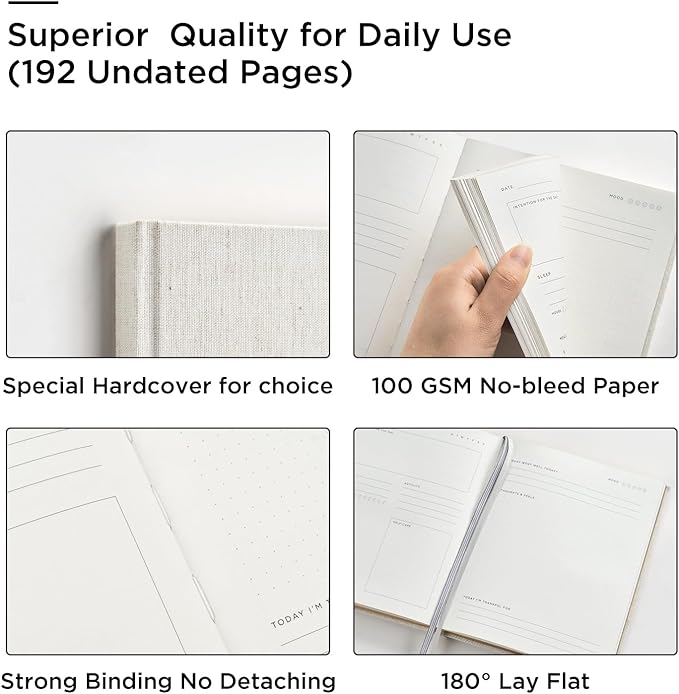 And Per Se Wellness Journal, Undated Daily Wellness Planner to Practice Positive Thinking, Mindfulness & Reflection, 91 Days Self-Care Journal For Women & Men(Beige)