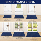 hicorfe Front Door Mat Outside Entrance,36"x59" Absorbent Muddy Dirt Resist Welcome Door Mats Outdoor Indoor,Stain and Fade Resistant,Non Slip Backing Entry Mat Doormat for Entryway(Navy Blue)