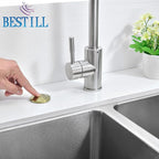 BESTILL Garbage Disposal Air Switch Kit - UL Listed, Brass 3.6" Long Push Button for Waste Disposer, Cordless Sink Top Switch Button, Brushed Gold, Compatible with all Garbage Disposals