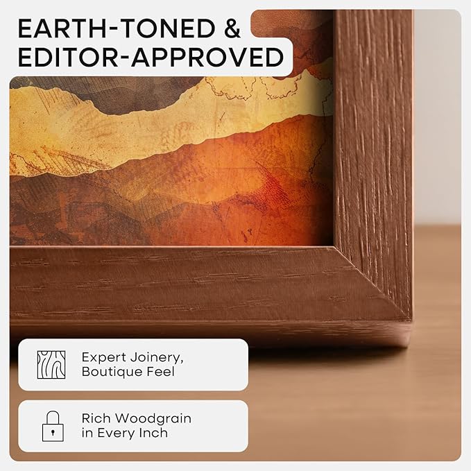 Homeforia A1 Poster Frame Brown, High End Dark Oak 23.4 x 33.1 Wooden Picture Frames Matted to 16.5 by 23.4 Photo, A1 Walnut Wood Frame with Mat A2, 23.4x33.1 Frame, Tempered Glass, Wall Kit, Set of 1
