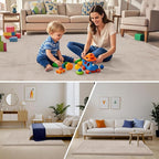 ACOMOPACK Baby Play Mat for Floor,1.3" Thick Memory Foam Area Rug for Living Room,Soft Velvet Crawling with Non-Slip Bottom for Kid,Toddler,79"×157" Tummy Time Nursery Rugs,Yoga（Beige）