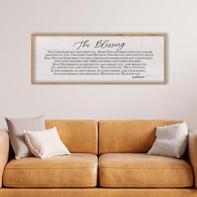 LuZhiQiang The Blessing Christian Song Lyrics Wall Decor 40''×15'' Scripture May The Lord Bless You Bible Verse Wall Art Sign (Wood)