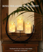 Flameless Candles With Remote, Battery Operated Candles LED Candles with string lights Flickering Candles with Timer, 4‘’ 5‘’ 6‘’ Candle For Seasonal and Festival Celebration’s Candles set of 3