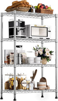 1000 lbs Storage Shelving Steel Heavy Duty 4-Tier Utility Shelving Unit Steel Organizer Wire Rack for Home,Kitchen,Office,Chrome (13.7" D x 29.5" W x 47.2" H)