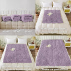 WESHIONGOO Chunky Knit Blanket Throw 50"×60" Knitted Throw Blankets for Couch Bed Fluffy Soft Blanket with Jumbo Chenille Yarn Thick 100% Handmade(Lilac)