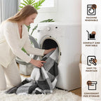 LURKA Checkered Sherpa Fleece Twin-Size Bed Blanket - Extra Thick and Warm Winter Soft Fuzzy Plush Blanket for Couches, Beds & Pets, Smoke Grey, 60x80 Inches