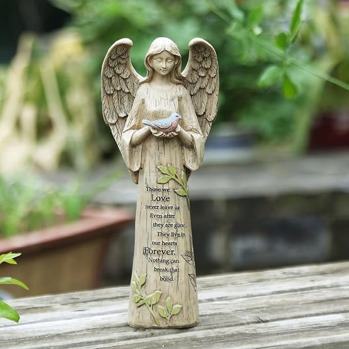Topadorn Garden Statuary Outdoor Praying Angel Resin Figurines,Angel Collectible Sculptures,10" H