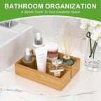 Bamboo Drawer Organizer – Set of 2 Stackable Storage Boxes, Silverware Tray & Small Gadget Holder for Kitchen Drawers, 9" x 3" x 2" (Outer), 8.3" x 2.3" x 1.77" (Inner)
