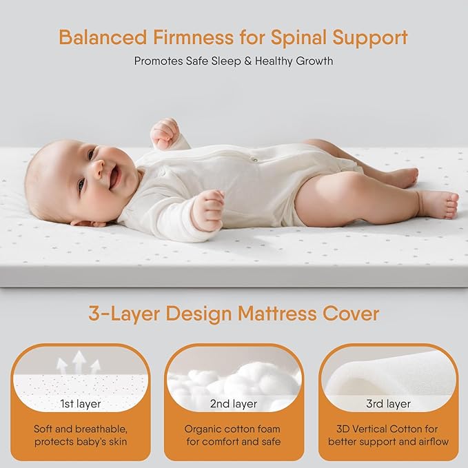 3-in-1 Baby Bassinet, Rocking Bassinet, Bedside Bassinet for Baby, Stable and Secure Bassinet Bedside Sleeper for Newborn & Infant, 6 Height Adjustable with Wheels, Mattress & Breathable Mesh
