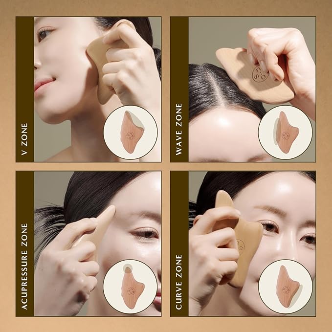 Face Sculptor - Beech Wood Massage Tool, Portable & Lightweight Scraping Tools, Wood Gua Sha, Relieve Tensed Muscle, Lymphatic Massage to Help Face & Body Circulation