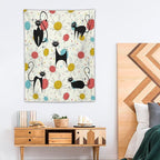 ICMOLYYENLO Abstract Cat Tapestry, Medieval Abstract Atomic Star Cat Vintage Home Wall Hanging Art Tapestry for Bedroom Living Room Dormitory 50x60 Inch