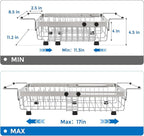 MAJALiS Expandable in Sink Dish Drying Rack - Adjustable Capacity (11.3''-17''L) Stainless Steel Over Sink Dish Drainers Rack for Kitchen Sink with Utensil Holder, Silver
