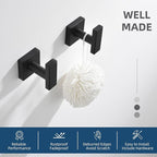Angle Simple Bathroom Towel Hooks, Stainless Steel Robe Coat Hooks for Wall, Matte Black, 2 Pack