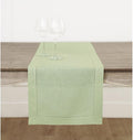 Solino Home Linen Sage Green Table Runner 120 Inches Long - 100% Pure Linen Hemstitch 14 x 120 Inch Table Runner for Dining, Fall, Autumn, Thanksgiving - Classic Hemstitch