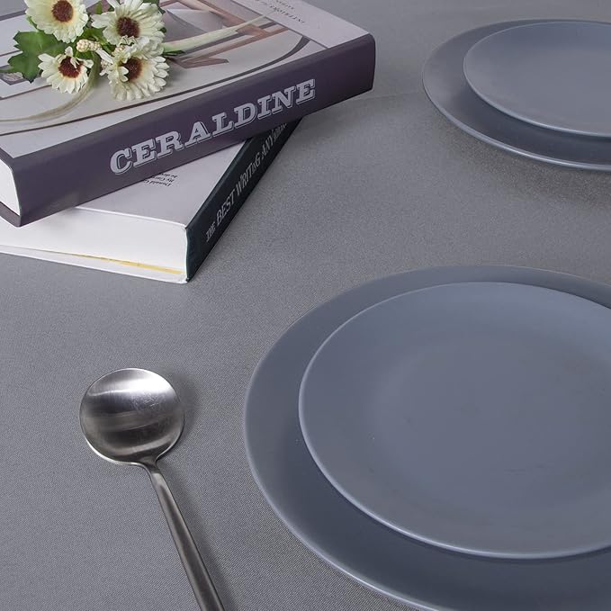 sancua Rectangle Tablecloth - 90 x 156 Inch - Water Resistant Spill Proof Washable Polyester Table Cloth, Decorative Fabric Table Cover for Dining Tables, Buffet Parties and Camping, Light Grey