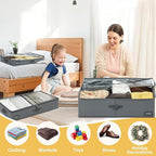 10-Inch Under Bed Organizer, Large Under Bed Storage Container, Underbed Storage Box for Seasonal Clothing, Sweaters, Shoes, Blankets, Wrapping Paper, Sheets & Toys, Yarn 33" L×17" W×10" H