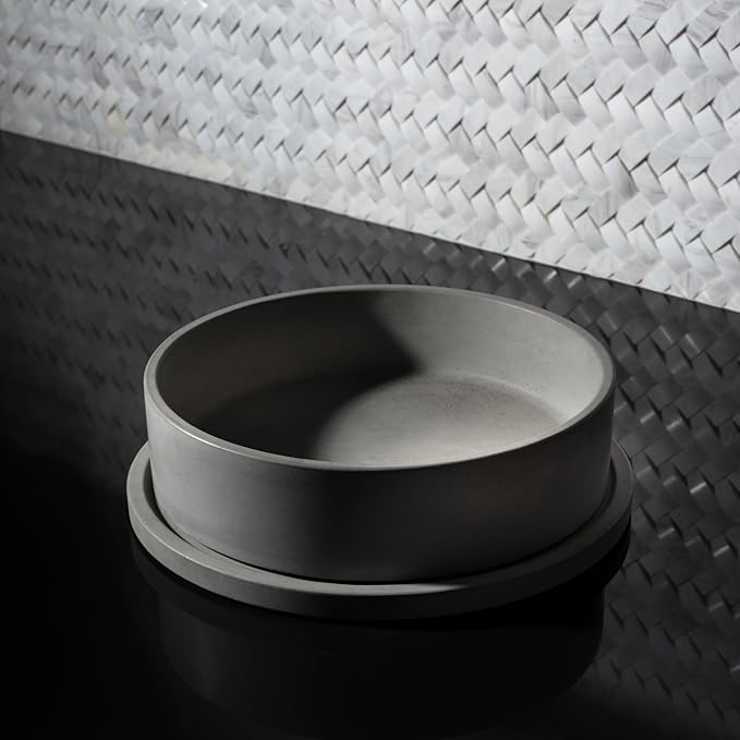 Simon Brothers Concrete Fruit Bowl and Tray Set for Kitchen Counter - Large Decorative Bowls for Home Decor - Modern Key Bowl for Entryway Table - Key Holder and Vanity Tray