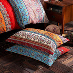 ABREEZE 3Pcs Bohemia Retro Bedding Ethnic Vintage Floral Duvet Cover Boho Bedding 100% Brushed Cotton Bedding Sets Damask Paisley Coloful Mandala Down Comforter Cover,King