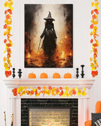 Halloween Canvas Wall Art - Vintage Witche Poster, Gothic Dark Academia Wall Decor, Spooky Halloween Decor for Living Room, Bedroom & Bathroom, Framed Fall Decorations Indoor