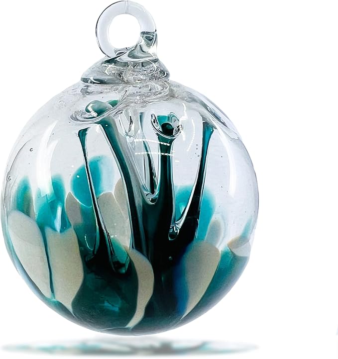Luke Adams Handmade Glass Gazing Balls for Garden on Clearance – Hand Blown Glass Gazing Ball for Yard Décor – Decorative Garden Globe (Waterfall)