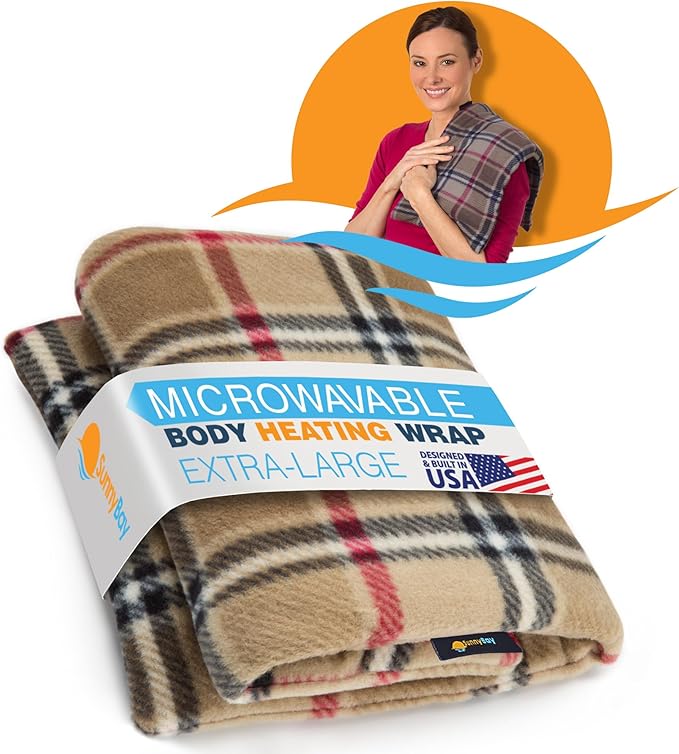 SunnyBay Extra Large Microwave Heating Pad, Microwavable Heavy Weighted Full Body Moist Hot Pack and Washable Fleece Cover, 10x24 Inches, 2.8 lbs (London)
