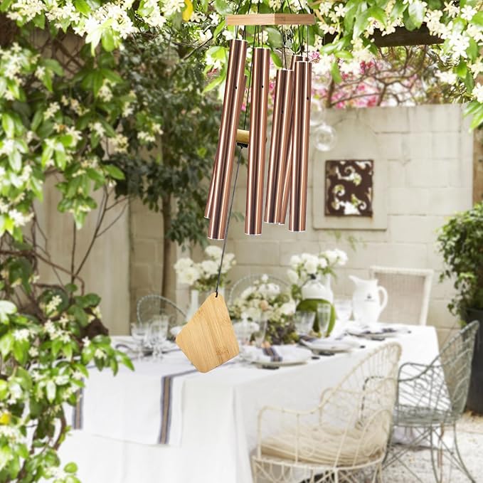 Wind Chimes Outdoor, Deep Tone Memorial Wind Chimes with Hook, Gifts for Mother's Day/Housewarming/Christmas, Patio, Garden, Yard, Home Decor, Copper