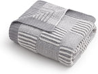 Amélie Home Chenille Knit Throw Blanket for Couch, Checkered Texture Decorative Soft Blanket for Sofa, Bed & Living Room, 50"x60", Grey & White