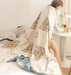 Spring Blankets Cotton Throw Blanket 60''x 80'' Muslin Blanket for Couch Bed Chair,Cozy Soft Bed Cotton Quilted Boho Quilts Blanket Gifts for Women