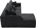 HYJT-H&K Modular Sectional Sofa Cloud Sectional Couch, 107" Comfy Fluffy L Shaped Dark Black Couches for Living Room, Deep Seat Memory Foam Plush Corduroy Boneless Couch Sectionals Left Facing Chaise