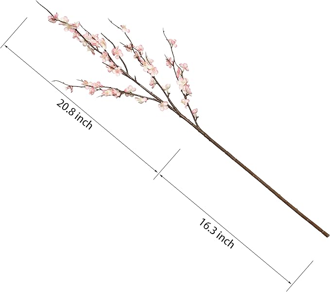 4Pcs Cherry Blossom Branches Artificial Flowers for Spring Summer Indoor Decoration,Faux Long Stem Artificial Flowers for Wedding Home Office Bedroom Party Table Centerpieces Decor (Pink)
