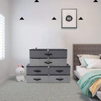 2PCS Foldable Under Bed Storage Box with Plastic Support Liner, Handles, Zipper lid, Blankets Clothes Comforters Storage Bin Organizer for Bedroom and Closet, 29×15×7inch, Black Grey