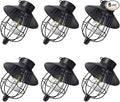 YAKii 6 Pack Solar Lantern Hanging Waterproof Outdoor Metal Solar Lamp with Warm White Light Decorate for Yard Garden Pathway Patio Porch (Black)
