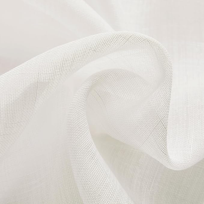 Joydeco Sheer Curtains 108 Inches Long, Cream Curtains for Living Room 2 Panels Set, Ivory Curtains Window Privacy Assured with Light Filtering(W52 x L108 Inch,Ivory)