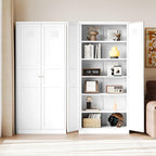 Letaya White Storage Cabinet with Adjustable Shelves-Metal Home Kitchen Pantry Cabinets with Doors,Organization Locker for Cupboard/Bedroom/Dining/Living/Bathroom/Office/Garage Room