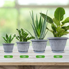 16 Inch Large Planter Pot for Plants Indoor Outdoor, 4 Pack Plastic Flower Pots with Drainage Hole & Tray, Modern Decorative Garden Pot with Saucer, Plant Container for House