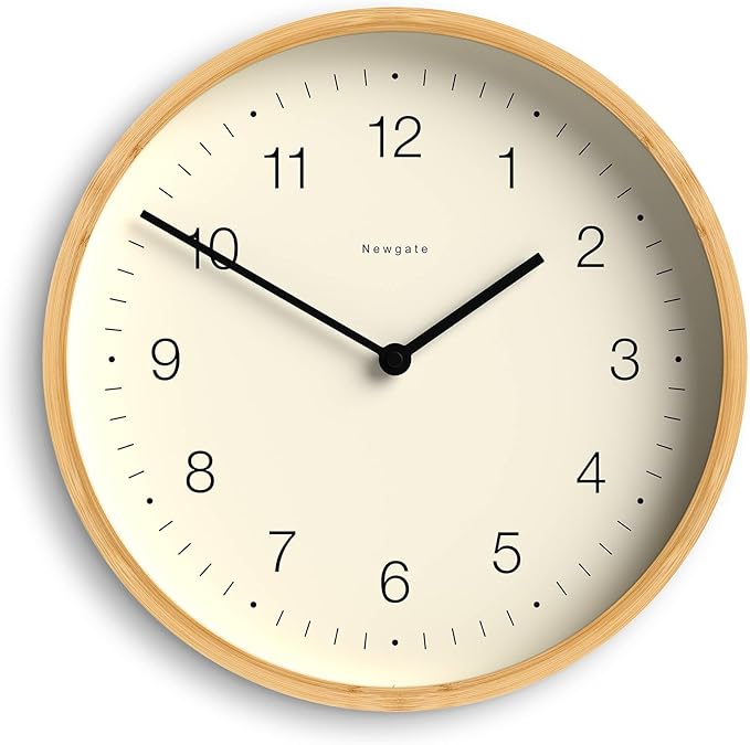 NEWGATE® Bali Wall Clock | Scandi Inspired Bamboo Clock | 12 inch | Modern Minimalist Design for Kitchen, Living Room or Office