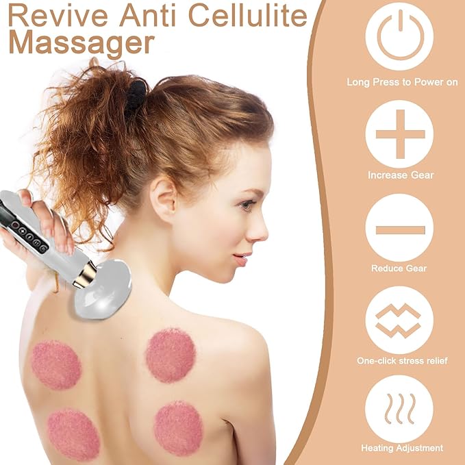 Handheld Cellulite Massager Tool- Elouris Cellulite Tool, 3 in 1 Vacuum Cupping kit, 12-Level Adjustable Cupping kit for Massage Therapy、Cupping Machine.(White)