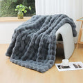 UKELER Soft Faux Fur Throw Blanket Large Solid Reversible Shaggy Blanket Plush Thick Fluffy Blankets Throws for Bed, Couch, Sofa, Office, Camping 60''x80'' Dark Grey