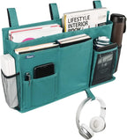 Surblue Caddy Hanging Organizer Bedside Storage Bag for Bunk and Hospital Beds, Teal, L