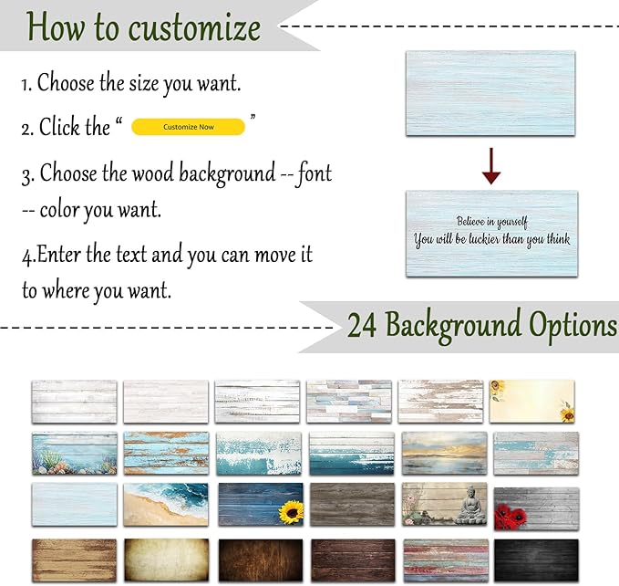 CHAOSETKEN Custom Text Sign Wall Art Personalized Family Quote Wall Decor Family Sign Canvas Prints Customized Wood Text Quote Pictures Rustic Farmhouse Decor Framed (24L x 8W)