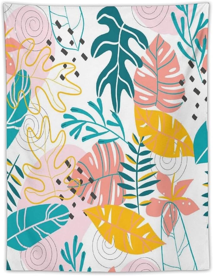 ICMOLYYENLO Tropical Green Leaves Tapestry, Exotic Leaves Beautiful Bedroom Wall Hanging, Floral Poster Blanket for Bedroom Living Room Dormitory Apartment 30x40 Inch