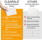 Laundry Detergent Sheets Up to 160 Loads, Amber Dusk - Great For Travel,Apartments, Dorms,CLEARALIF Laundry Detergent Strips Eco Friendly & Hypoallergenic - 80 Sheets