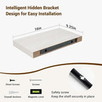 16 Inch Floating Shelves, 16"x9.25"x1.5" Inch Deep Floating Shelves for Wall, Wooden Shelves for Bathroom, Bedroom, Living Room, Cream White Oak