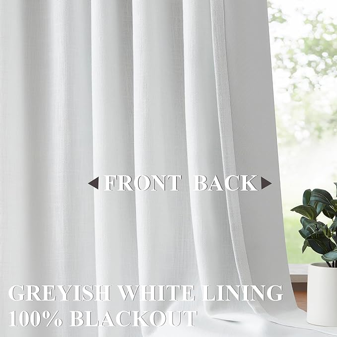 Vision Home White Pinch Pleated Full Blackout Curtains Thermal Insulated Window Curtains 108 inch for Living Room Bedroom Room Darkening Pinch Pleat Drapes with Hooks Back Tab 2 Panel 40" Wx108 L