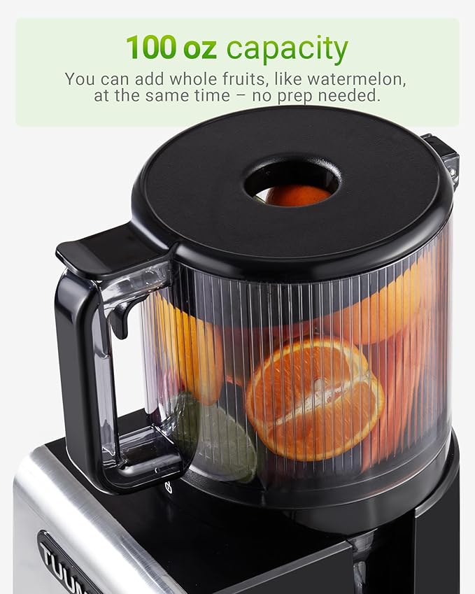 Cold Press Juicer Machines – 6.5'' Large Feed Chute for Whole Fruits & Vegetables, High Juice Yield, Easy To Clean