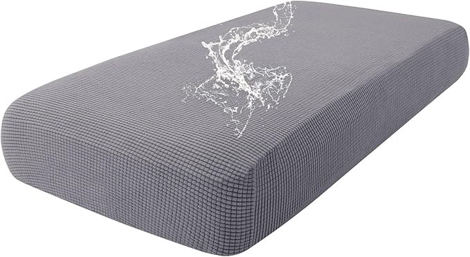 hyha Waterproof Couch Cushion Covers for Pets, Non Slip Sofa Seat Cover for Dogs Washable, Soft Thick Stretch Jacquard Fabric, Sofa Slipcovers with Elastic Bottom (1 Piece for Medium, Middle Grey)