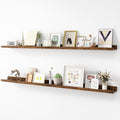 Picture Ledge Shelf, Wood Long Floating Shelves for Wall, Set of 2, 56 inch Picture Ledge Shelves, Photo Ledge Nursery Book Shelves Wall Mounted for Living Room Kids' Room Bedroom, Color Brown
