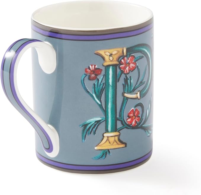 Spode Kit Kemp Alphabet Mug - Letter P Monogram in Fine China, 12oz Ceramic Coffee Cup for Hot Drinks, Personalized Drinkware for Unique Gifts, Dishwasher Safe Tea or Coffee Mug - Gift Box Included