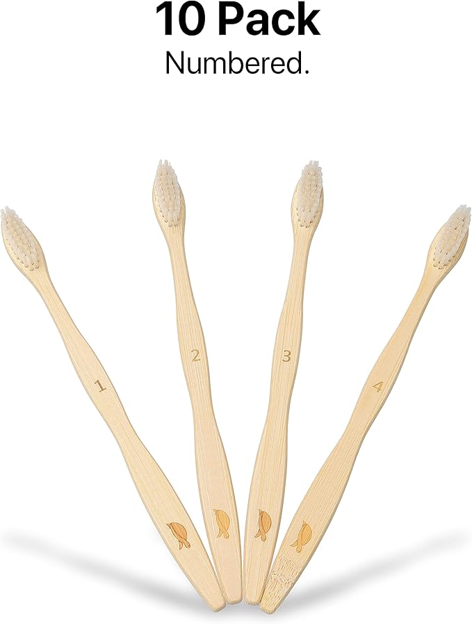 Sea Turtle Plant-Based Bristles, Soft Bamboo Toothbrushes, Individually Sealed (10 Pack)