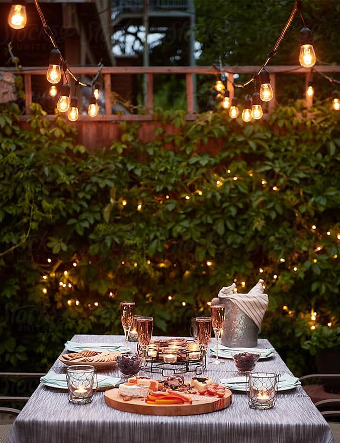Svater Outdoor Led String Lights 25 FT, Patio Lights for Outside with 9pcs S14 Shatterproof Bulbs, 1 Watt E26 Dimmable, IP65 Waterproof, Commercial Grade Bistro Light 2700K Warm White